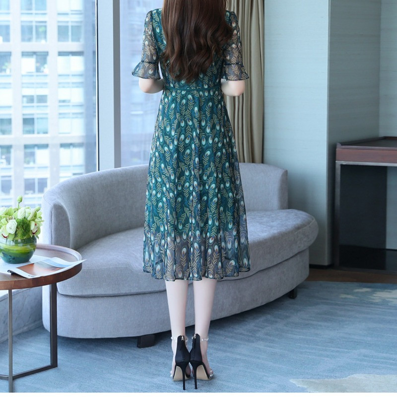 Γυναικείο πουλόβερ καλοκαιριού 2024 με λαιμόκοψη με λαιμόκοψη Νέο συνονθύλευμα λουράκι με στάμπα Μόδα με φερμουάρ Ευέλικτο καθημερινό γραφείο Γυναικείο κοντομάνικο φόρεμα