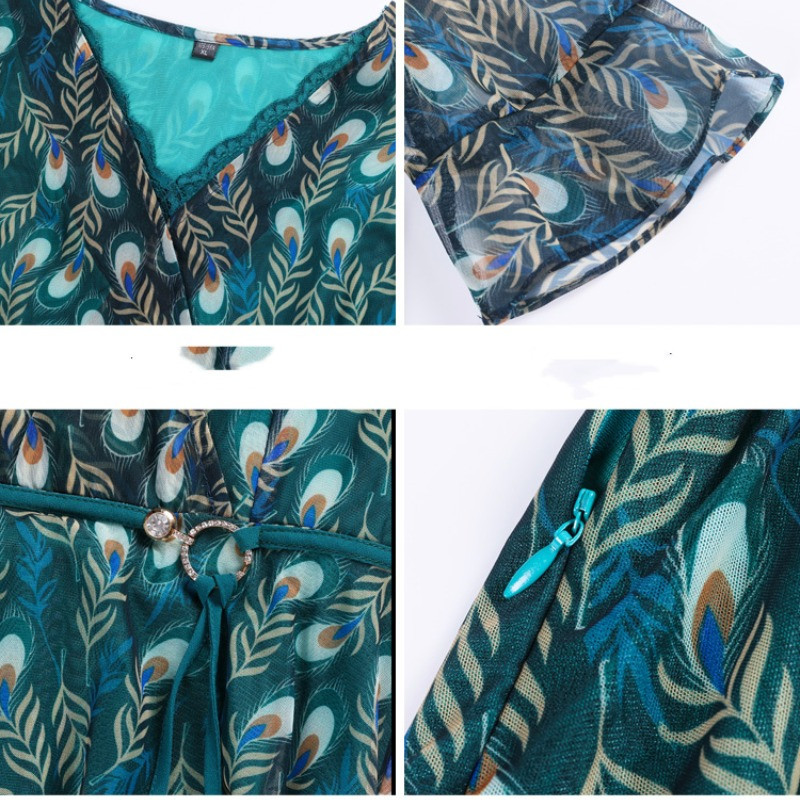 Γυναικείο πουλόβερ καλοκαιριού 2024 με λαιμόκοψη με λαιμόκοψη Νέο συνονθύλευμα λουράκι με στάμπα Μόδα με φερμουάρ Ευέλικτο καθημερινό γραφείο Γυναικείο κοντομάνικο φόρεμα