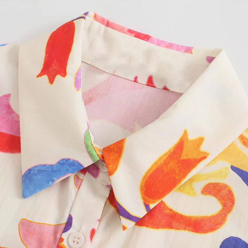 UNIZERA2024 Ljetni novi ženski modni stil s otisnutim remenom Midi duga haljina s preklopnim ovratnikom