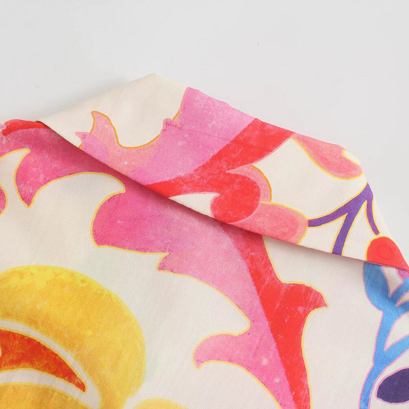 UNIZERA2024 Ljetni novi ženski modni stil s otisnutim remenom Midi duga haljina s preklopnim ovratnikom