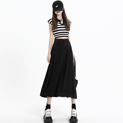 Ljetna meka traperica od lyocella Ženska suknja A kroja visokog struka Svestrana traper suknja srednje dužine Ženska Y2k modna ulična odjeća