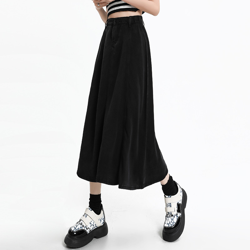 Ljetna meka traperica od lyocella Ženska suknja A kroja visokog struka Svestrana traper suknja srednje dužine Ženska Y2k modna ulična odjeća