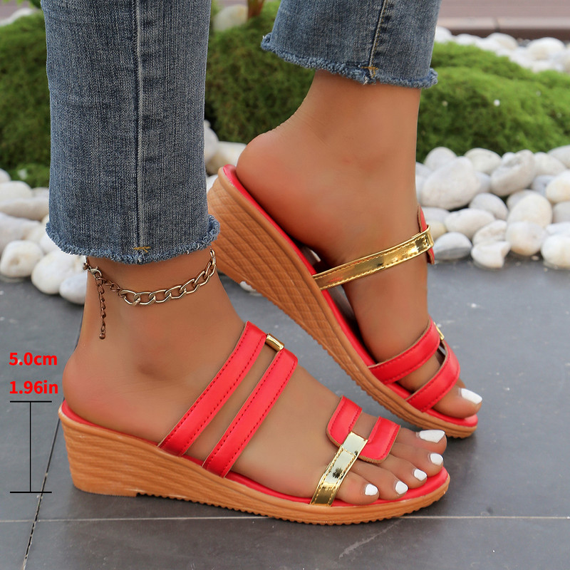 2024 New Fashion Flip Flops Pompe Outdoor Beach Wedges Papuci Femei Casual Rochie Tocuri Pantofi Sandale de vara