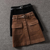 Μίνι φούστες Γυναικείες κοτλέ Κορεάτικη έκδοση Vintage φούστες σε γραμμή Α Preppy All-match Harajuku Basic Leisure Empire Νέα άφιξη
