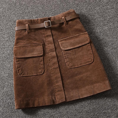 Μίνι φούστες Γυναικείες κοτλέ Κορεάτικη έκδοση Vintage φούστες σε γραμμή Α Preppy All-match Harajuku Basic Leisure Empire Νέα άφιξη