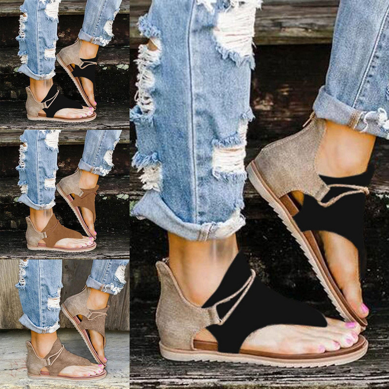 Sandale plate pentru femei, cizme de vară, respirabile, pentru petrecerea timpului liber, pantofi, piele de plajă, sandale gladiator retro, sandale de mujer Verano 2023