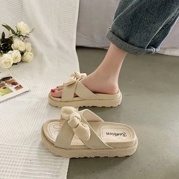 New Style Fairy Style Lady Summer Slippers Χοντρή πλατφόρμα Flat σανδάλια με πεταλούδες καλοκαιρινές σαγιονάρες Γυναικεία πέδιλα