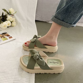 New Style Fairy Style Lady Summer Slippers Χοντρή πλατφόρμα Flat σανδάλια με πεταλούδες καλοκαιρινές σαγιονάρες Γυναικεία πέδιλα