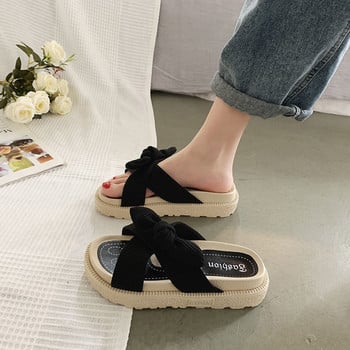 New Style Fairy Style Lady Summer Slippers Χοντρή πλατφόρμα Flat σανδάλια με πεταλούδες καλοκαιρινές σαγιονάρες Γυναικεία πέδιλα