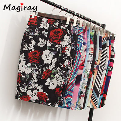 Magiray Floral Print Ψηλόμεση Μολύβι Φούστα Μόδα Bodycon Γυναικείες καλοκαιρινές Γυναικείες Γυναικείες Μήκος Γόνατου Ελαστικό Saia 23 Χρώματα C574