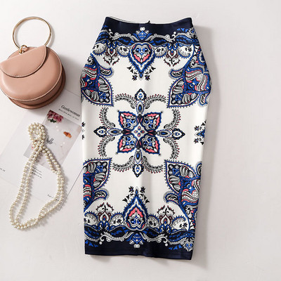 Magiray cvjetni print suknja olovka visokog struka Modne suknje uz kroj Ženske ljetne ženske elastične Saia do koljena 23 boje C574