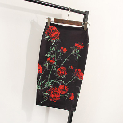 Magiray cvjetni print suknja olovka visokog struka Modne suknje uz kroj Ženske ljetne ženske elastične Saia do koljena 23 boje C574