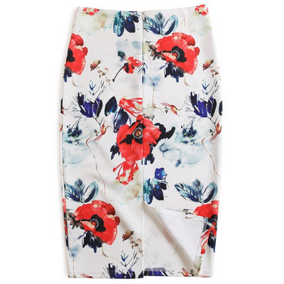 Magiray cvjetni print suknja olovka visokog struka Modne suknje uz kroj Ženske ljetne ženske elastične Saia do koljena 23 boje C574