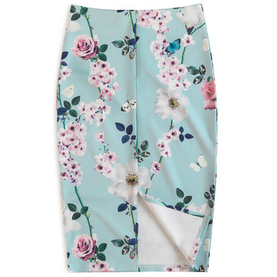 Magiray cvjetni print suknja olovka visokog struka Modne suknje uz kroj Ženske ljetne ženske elastične Saia do koljena 23 boje C574