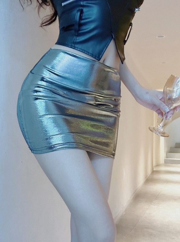 Hõbedane Särav Seksikas Vürtsikas Tüdruk DJ Bar Bounce Elastne Madala vöökohaga lühike seelik Tihe Korea miniseelikud Spice Girls ööklubi K8TA