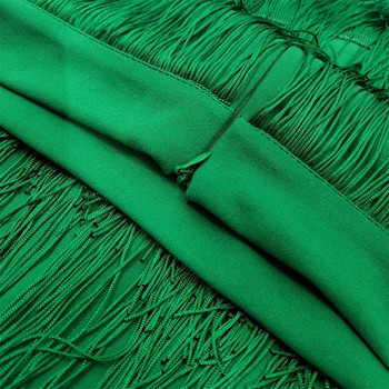 Зелена пачуърк дамска пола с пискюл, миди халати с висока талия, плюс размер Еластични поли, южноафрикански дамски тънък Jupe
