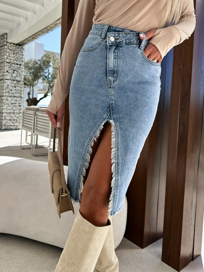 Traper paket Hip Skirt Seksi Pencil Y2K svježe slatke traper suknje Ženske proreze Modne ležerne jednobojne jeans suknje