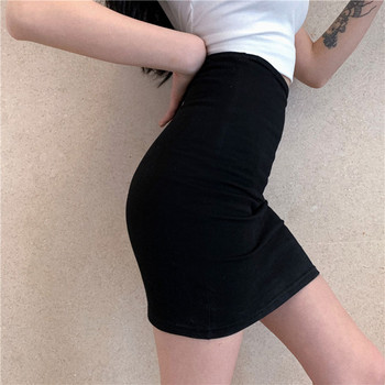 Лятна тясна мини пола с висока талия Дамска секси гореща нощна клубна чанта за ханш Черна къса пола Тънки еластични дамски поли с една стъпка