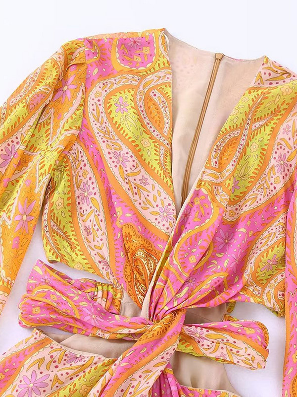 Willshela Γυναικεία Μόδα Μίνι Φόρεμα με φερμουάρ πίσω από κούφιο ύφος Vintage Γυναικεία κομψά γυναικεία φορέματα με μακριά μανίκια