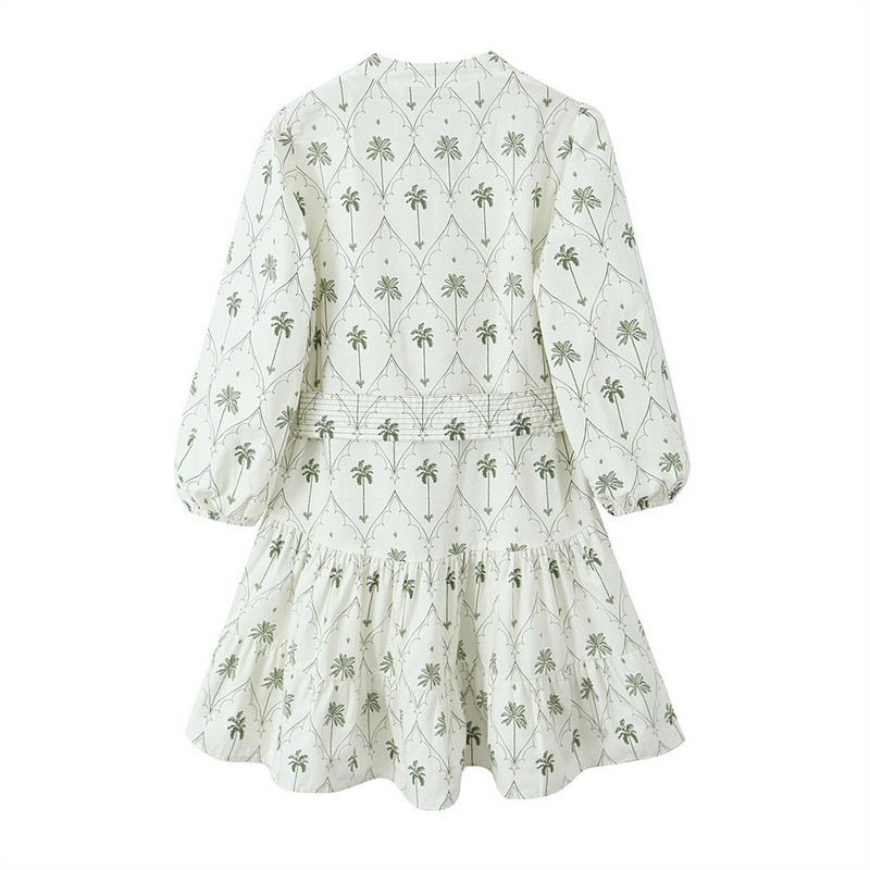 2024 Moda dama Noua rochie scurta casual cu curea cu decolteu in V cu imprimeu unic si elegant