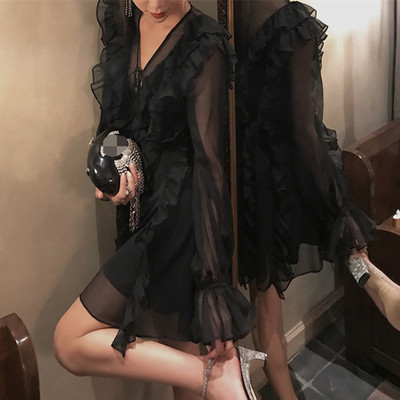 Naiste suvehaldjas V kaelusega valge kleit Mini Naistele armsad volangid vabaaja riided Boho lühikesed šifoonist elegantsed rannakleidid puhkuseks