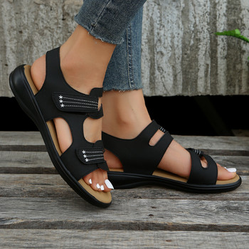 Дамски обувки 2024 Нова мода Ретро Дамски сандали с леопардов принт Летни външни ежедневни дамски плоски римски обувки с отворени пръсти