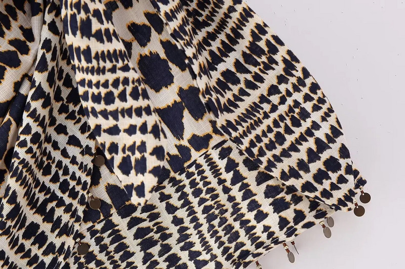 Naiste Vintage geomeetrilise trükiga sõlmitud mini-Sarong-seelik Faldas Mujer naiste pärlitega tutt vabaaja tõmblukk Vestidos QUN4078