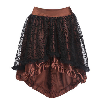 Steampunk Vintage Corset Skirt Plus Size 6XL Черно кафе, закопчаване с цип на гърба, дантелено наслагване Готически горещи асиметрични поли #937