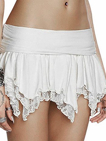 Дамска Y2K дантелена мини пола с ниска талия, многопластов подгъв, черна шикозна мини пола, бельо, къси поли, пола Fairycore Streetwear