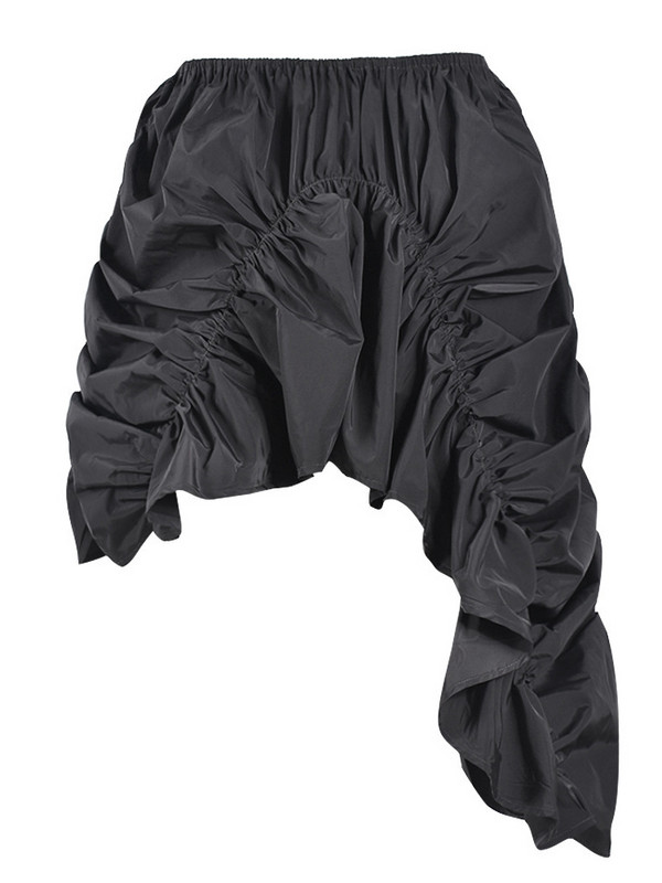 DEAT Fashion Γυναικεία φούστα ελαστική μέση ακανόνιστη με κορδόνι που διπλώνει χαλαρά streetwear γυναικείες φούστες χειμώνας 2024 New Tide 7AB2711