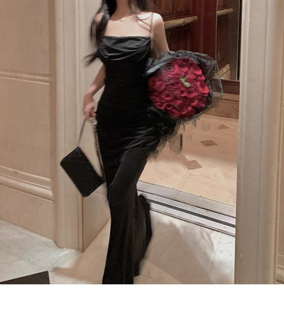 Γυναικείο Κομψό σέξι Bodycon Γοργόνα Φόρεμα Καλοκαιρινό Νέα Μόδα λουράκι Βραδινό πάρτι Ρόμπα Πασαρέλα Κορεάτικη Γυναικεία Μασίφ Μακριά Vestidos