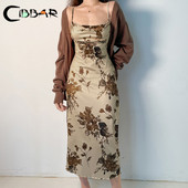 CIBBAR y2k Vintage rihmakleit Retro lillemustriga varrukateta suvepeo pikad kleidid naistele 2000. aastate esteetilised elegantsed daamid