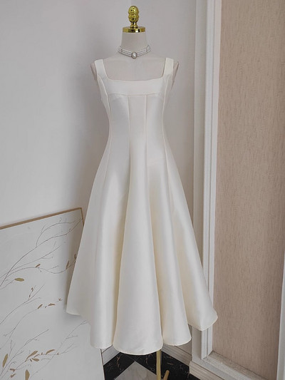 Seksi večernje debele satenske posebne prigodne ženske balske haljine s naramenicama za zabave s kosim izrezom Koktel haljine za maturalnu večer bez leđa