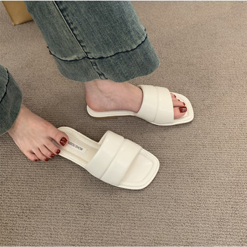 2024 Горещи разпродажби Дамски чехли Peep Toe Flat Decor Designer Ladies Mules Slides Дамски леки, модерни и висок клас