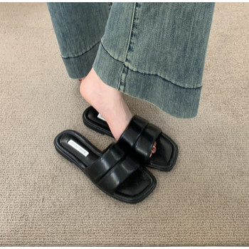 Γυναικείες παντόφλες 2024 Hot sales Peep Toe Flat Decor Designer Ladies Mules Slides Γυναικείες ελαφριές μοντέρνες και υψηλών προδιαγραφών