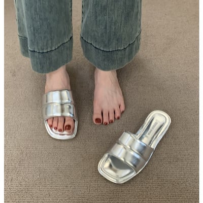 Γυναικείες παντόφλες 2024 Hot sales Peep Toe Flat Decor Designer Ladies Mules Slides Γυναικείες ελαφριές μοντέρνες και υψηλών προδιαγραφών