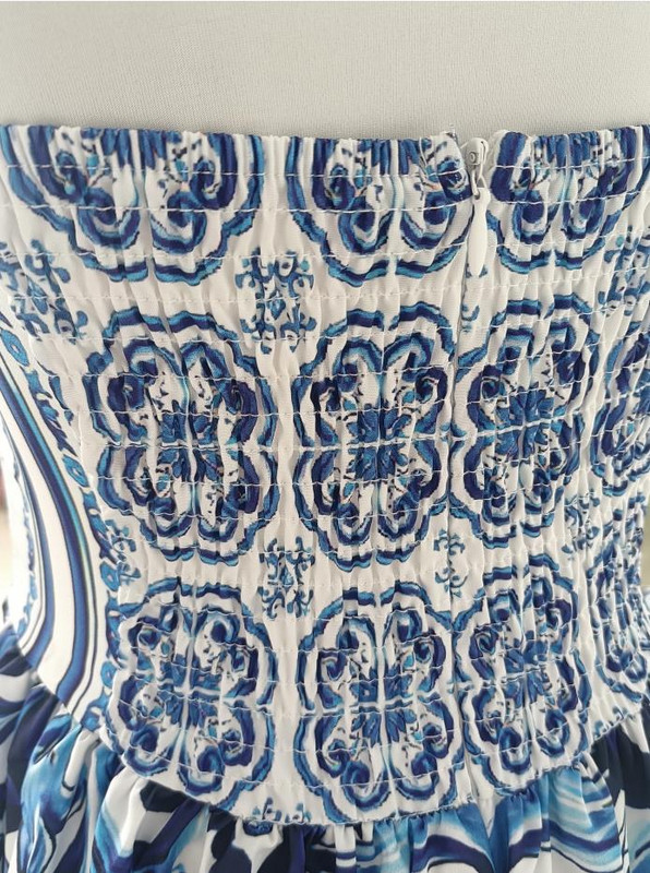 JAMERARY 2024. Ljetna pista Crveno-bijele porculanske duge haljine za plažu s cvjetnim uzorkom, ženske haljine na naramenice