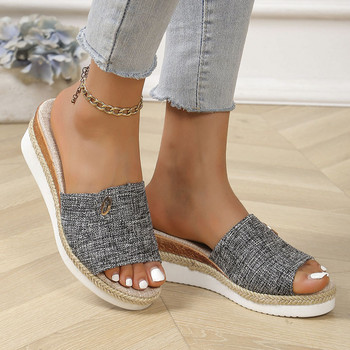 2024 New Wedges Slippers Γυναικεία παπούτσια καλοκαιρινής πλατφόρμας Γυναικεία ψηλοτάκουνα παντόφλες παραλίας Μόδα για υπαίθριες γυναικείες διαφάνειες