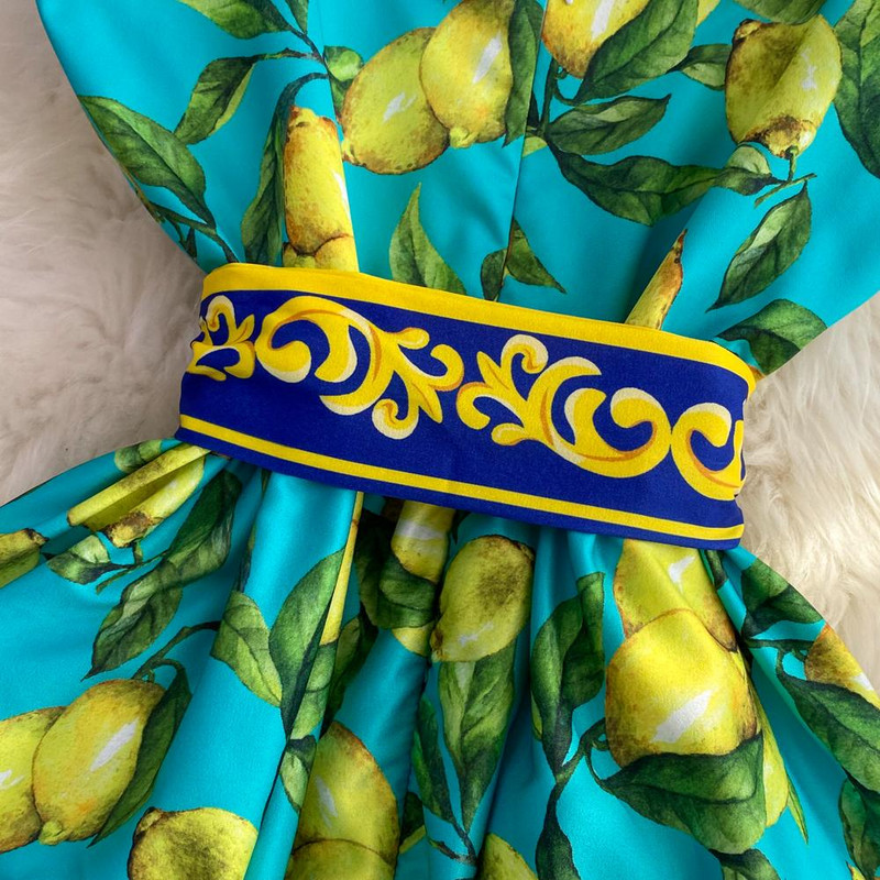 Γυναικείο αμάνικο μάξι φόρεμα πασαρέλας Καλοκαιρινό στάμπα λεμόνι Βοημίας Ζώνη Κομψό Vacation Long Spaghetti Tank Φόρεμα