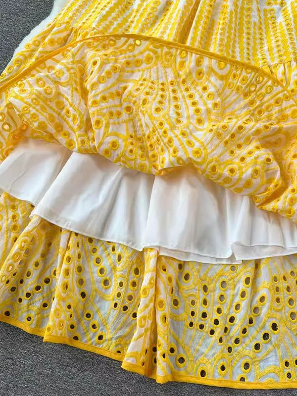 Ljetna seksi izrezana haljina s otvorenim ramenima i vezom, ženska dvoslojna haljina s volanima i elastičnim strukom, praznične duge haljine