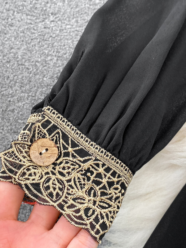 EWQ Sweet Style Γυναικείο μακρυμάνικο κέντημα συνονθύλευμα μονόστομο φόρεμα ψηλόμεσης γραμμής Α 2023 Φθινοπωρινά Νέα Φορέματα SN3859