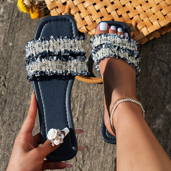 2023 Нови плажни чехли Дамски летни връхни дрехи Модни плажни обувки с плоско дъно Обувки за жени Zapatos De Mujer