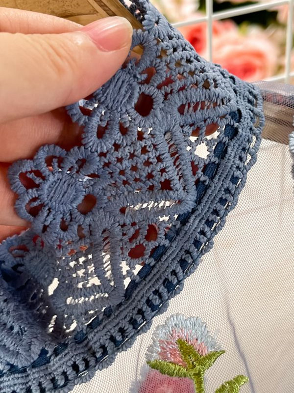 Boho rudens pavasara ziedi ar izšuvumu kleita sievietēm ar garām piedurknēm mežģīņu siets ziedu zila eleganta svētku ballīte sievietēm Midi Vestidos