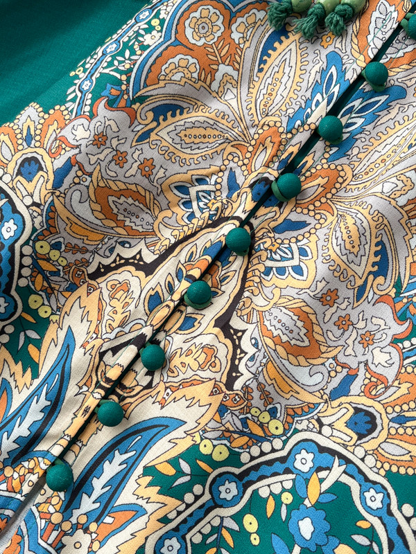 Francuska retro duga haljina Ženske lampione Večernje haljine s printom dugih rukava Proljeće Jesen Elegantni dugi ogrtač s jednim kopčanjem