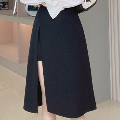 2023. aasta uus kõrge vöökohaga puusaseelik, ebaregulaarne lõhikuga must seelik naistele, keskmise pikkusega A-kujuline Harajuku vintage naisteriided