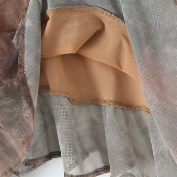 KEYANKETIAN Нова лятна пола-калъф с щампа на вратовръзка Дамска ретро стилна асиметрична декоративна мини пола с обвивка на бедрата