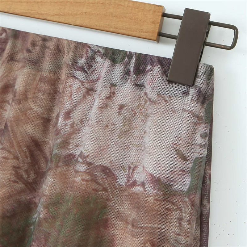 KEYANKETIAN New Summer Tie-Dye Imprimat Fusta teacă femei stil retro asimetrică decorativă Wrap șold Stretch Mini fusta