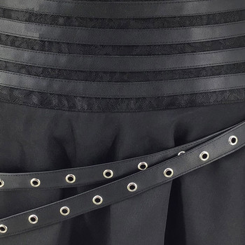 Черен копринен и кожен колан с джобове Асиметрични викториански поли Дамско стимпанк облекло Средновековна косплей ретро готик пола
