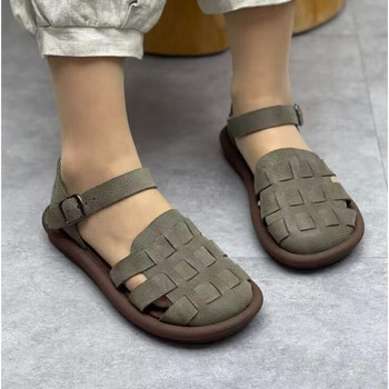 Дамски сандали Летни дамски обувки с отворен пръст Плоски сандали за жени Неплъзгащи се удобни леки сандали за ходене