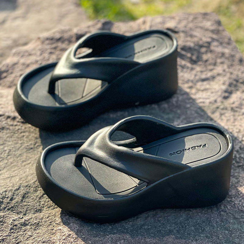 Pantofi de vară 2024, papuci cu talpă groasă pentru femei, pantofi cu platformă, talpă moale, sandale de damă, anti-alunecare, vârf rotund